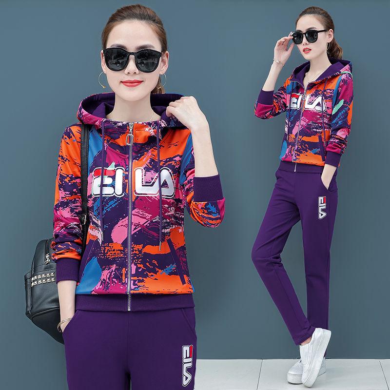Women's Set Wild Long-sleeved Casual Sweatshirt Set Large Size Spring and Autumn