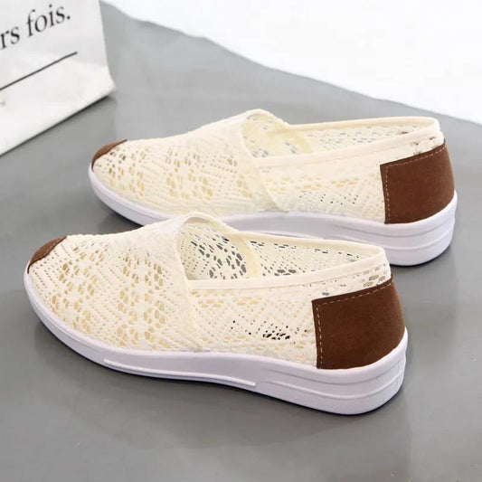 Summer Cloth Shoes Women's Flat Mesh Hollow Fisherman Shoes Slip-on Soft-soled Shoes