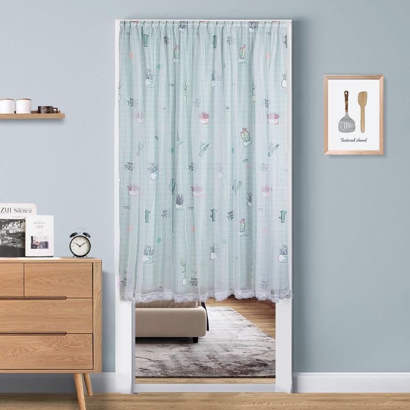Fabric Door Curtain Velcro, Household Sanitary Partition Curtain, Bedroom Windshield Kitchen Curtain, Toilet Curtain, Cute Girl Door Curtain