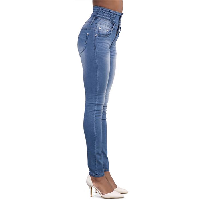 Women High Waist Denim Jeans With Zipper Button Sexy Skinny Pencil Pants Casual Slim Fit Trousers