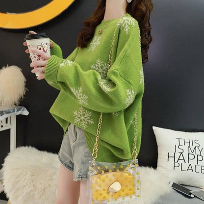 Multi-color Snowflake Women Soft Sweater Solid Color Turtleneck Bottoming Knitwear Crop Top