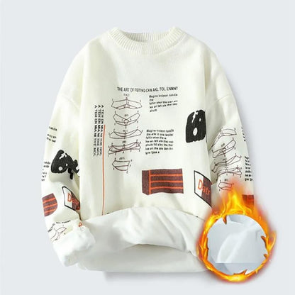 Winter Plus Velvet Thick Men's Sweatshirts Korean Casual Pullover Loose Warm Sweater Youth Sweater