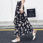 Vintage Floral Print Pockets All-match Women Long Half Length Skirt Autumn Loose Casual Female Skirt