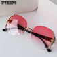 WTEMPO Sunglasses Retro Rhinestone Frame Brand Design Luxury Ladies Driving Eyeglasses Women