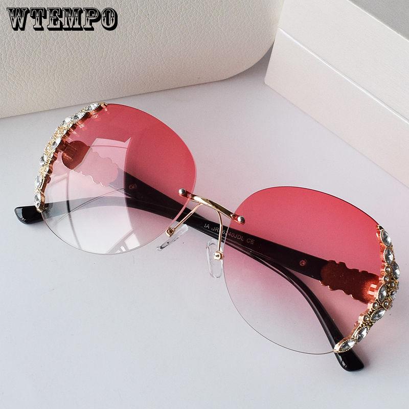 WTEMPO Sunglasses Retro Rhinestone Frame Brand Design Luxury Ladies Driving Eyeglasses Women
