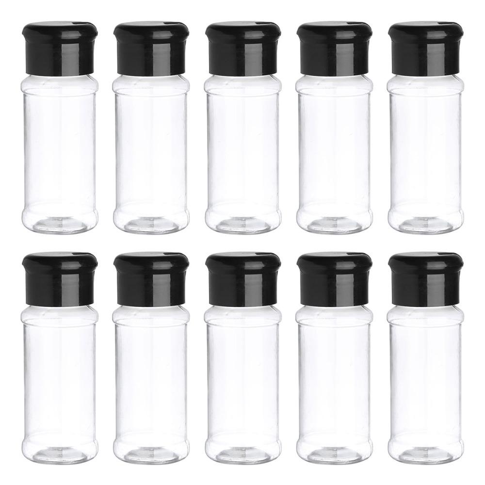 10Pcs Spice Jar Plastic Salt Pepper Seasoning Jar Kitchen Storing Container Barbecue Condiment Bottles Cruet with Sifter Lid