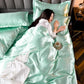 Washed Ice Silk Four-piece Set Pure Color Satin Silk Imitation Silk Bedding