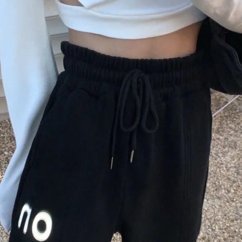 Spring and Summer Thin Section Loose Wild Trend Beamed Casual Sports Pants Female Straight Harlan Carrot Guard Pants Ins Tide