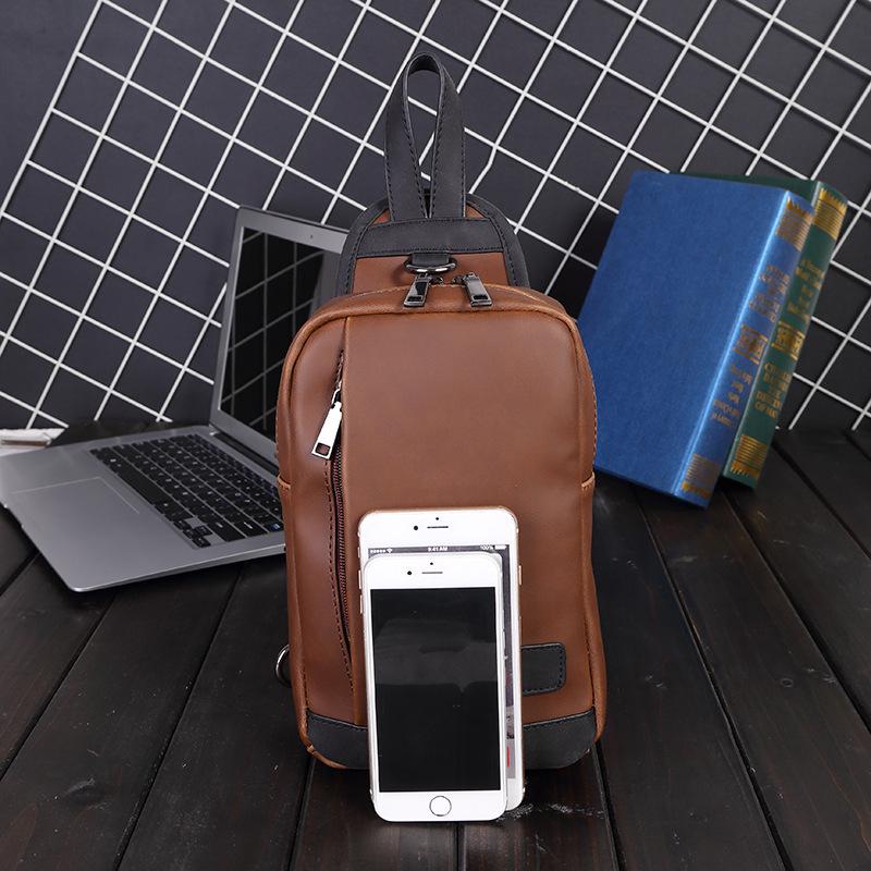 Casual Chest Bag Men Coffee Large Capacity Multi-pocket Shoulder Bag Outdoor Sports Pockets