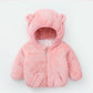 Girls' Warm and Windproof Cotton Clothes Autumn and Winter Thickened Plus Fleece Hooded Jacket