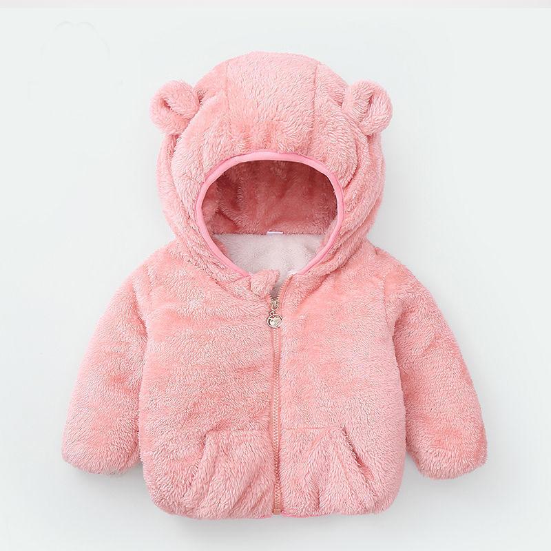 Girls' Warm and Windproof Cotton Clothes Autumn and Winter Thickened Plus Fleece Hooded Jacket