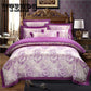 4pcs Luxury Silk Satin Jacquard Duvet Cover Bedding Set Queen King Size Bed Set Bed Shee Set