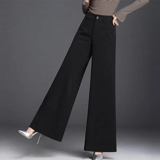 Autumn and Winter High Waist Trousers Large Size Loose Straight Leg Wide-leg Pants Black Trousers Women's Trousers