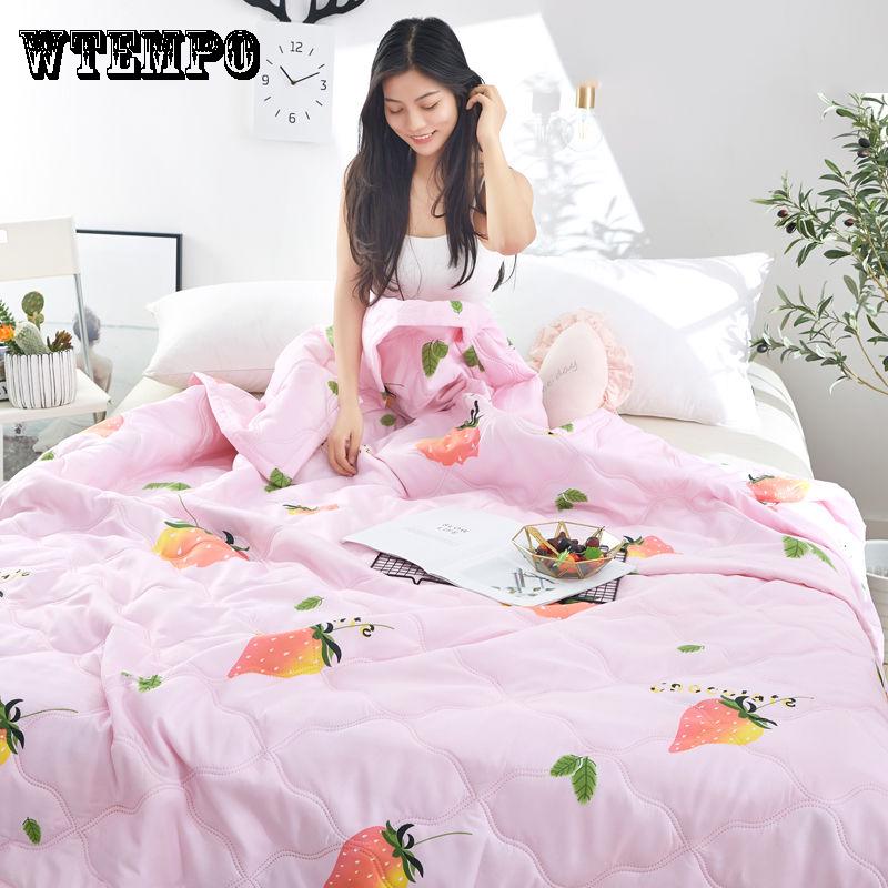WTEMPO Comfortable Summer Cool Quilt Fashion Cartoon Print  Dormitory Quilt Air Conditioning Was