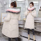 Long Fur Collar Hooded Down Padded Jacket Slim Thick Warmth Parka Coat