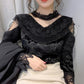 Half Turtleneck Gold Velvet Lace Bottoming Shirt Spring Fashion Halter Mesh Ladies Long Sleeve Top