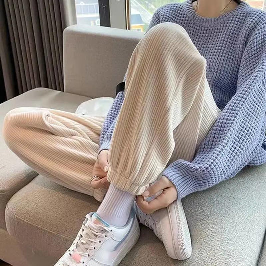 Baby Fleece Sports Pants Women's Thickening Autumn and Winter Sweat Pants Loose Leggings Casual Pants Straight Pants Leggings Casual Jogging Pants