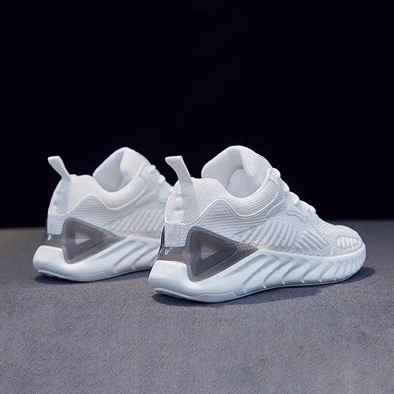 Women Sport Shoes Lace-Up Rubber Mesh Round Cross Straps Flat Sneakers Running Shoes Casual Shoes