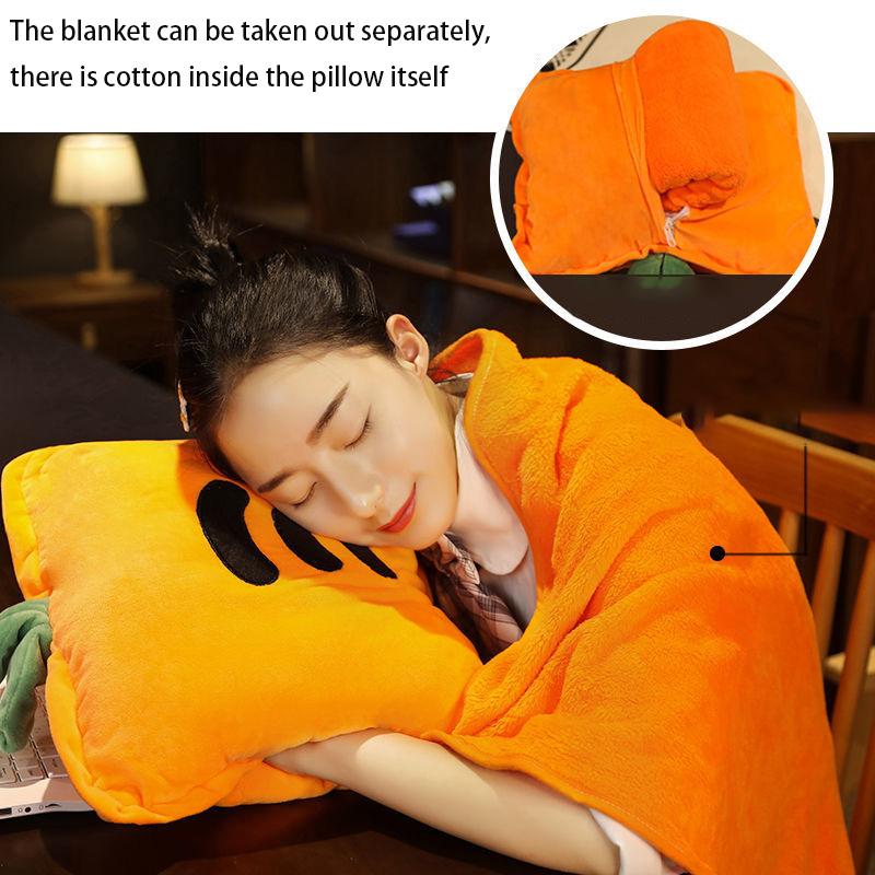 Soft and Warm Coral Fleece Pillow Quilt Dual-use Cute Office Car Pillow Sleeping Artifact Multifunctional Three-in-one Hand Warmer
