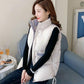 Down Cotton Stitching Color Waistcoat Female Autumn and Winter Looks Thin Slim All-match Stand-up Collar Student Vest Waistcoat