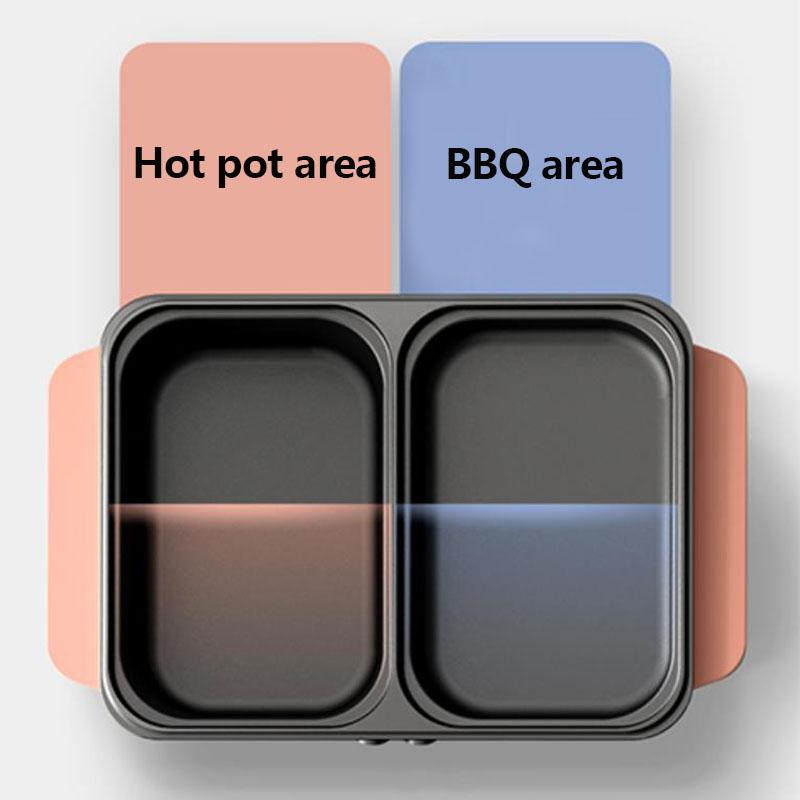 1360W 2 Person Heat Pot BBC Machine Nonstick Pot Smokeless Fried Steak Pan Multi-purpose Grill Pan for Family