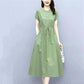 Women's Summer Dress Solid Color Round Neck Skirt Women's Large Size Mid Length A-Line Skirt