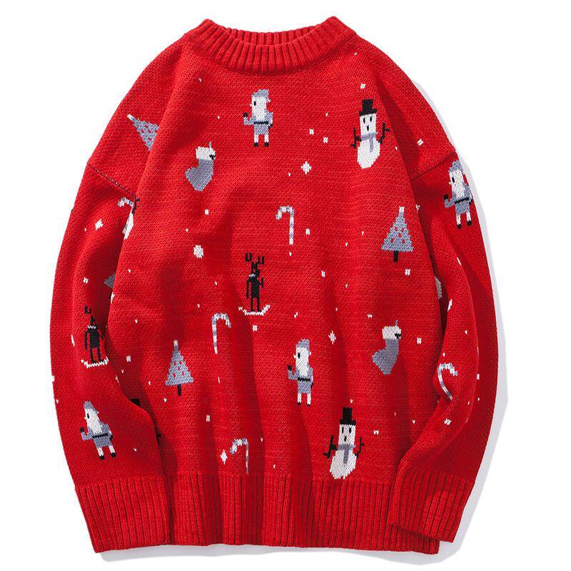 Loose Long sleeve sweater Winter Round neck sweater large size Christmas clothing sweater