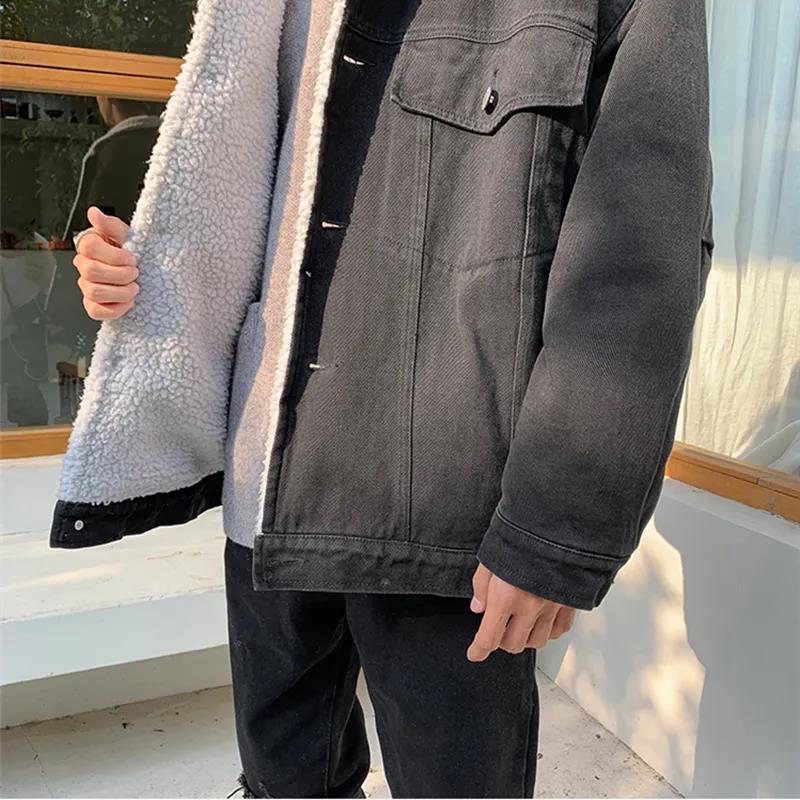 Lamb Wool Denim Cotton-padded Jacket Men's Trend Loose Padded Jacket Winter Plus Velvet Thick Padded Jacket