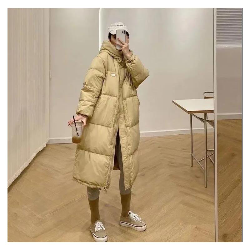 Down Jacket Blue Mid-length Loose and Light White Duck Down Jacket