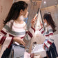 Knit Sweater Long Sleeve Shirt Female Striped Sweater Spring and Autumn One Shoulder Trumpet Sleeve