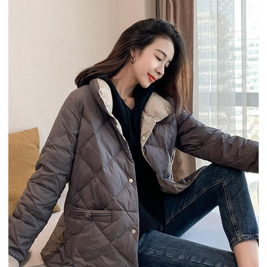 Western-style Fashionable All-match Thin and Light Short Down Jacket Women's Small Fashion Contrast Coat
