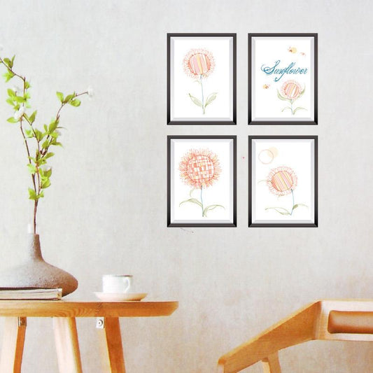 3D simulation sun flower frame wall stickers restaurant porch dining table background wall stickers