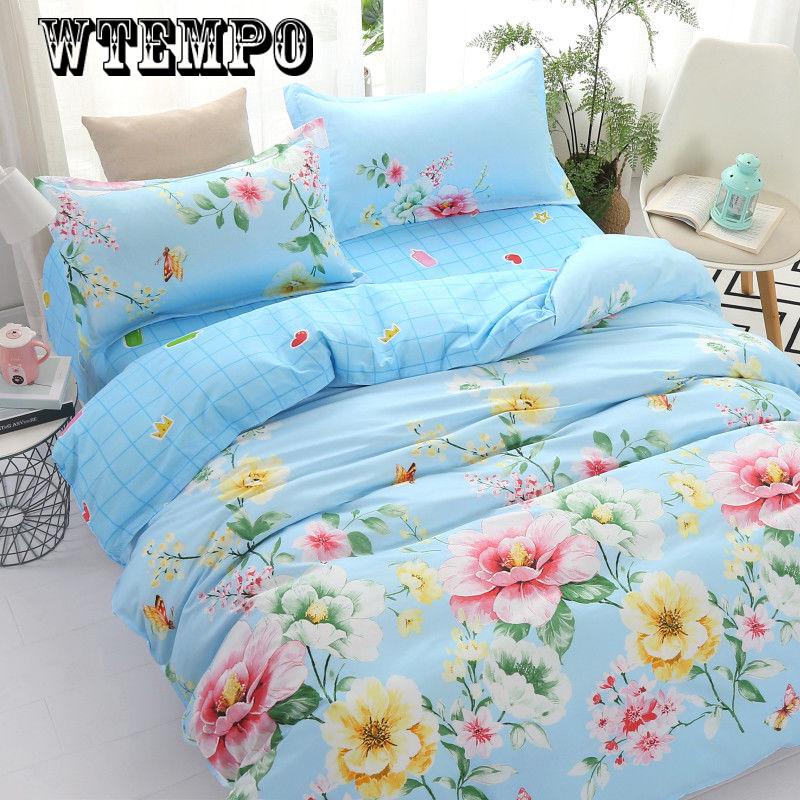 4Pcs Concise Bedding Set Duvet Cover Sets Linen Bed Sets Rose Include Bed Sheet