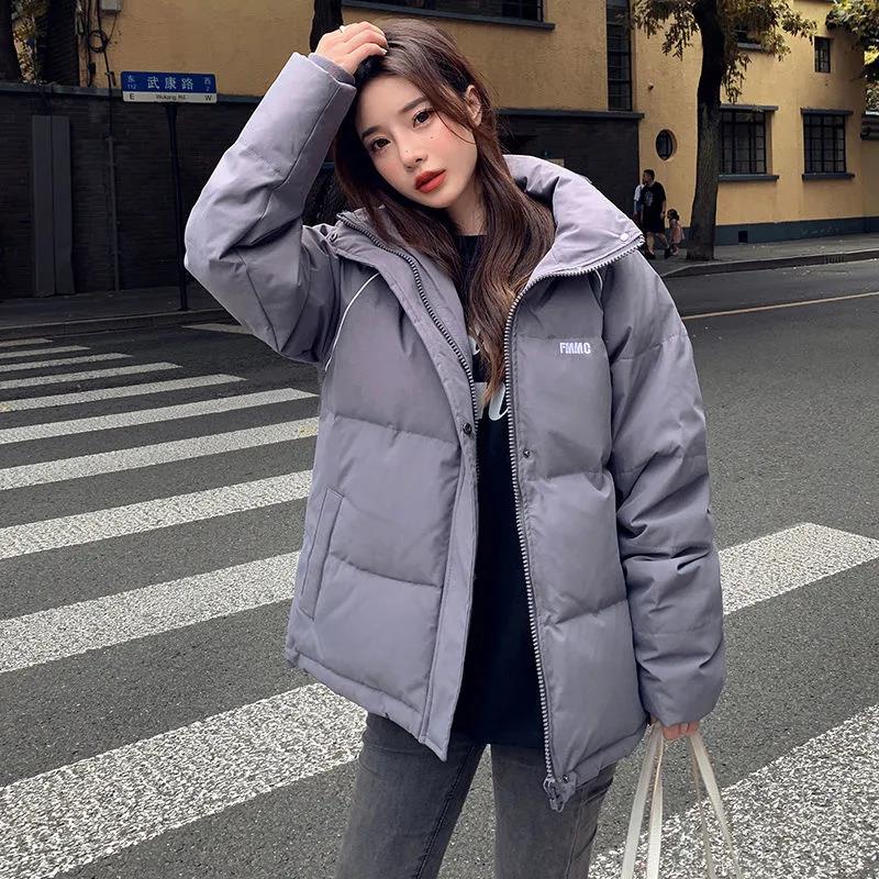 Winter Women's Short Down Jacket Korean Fashion Loose Stand-up Collar Thick Warm Cotton Jacket