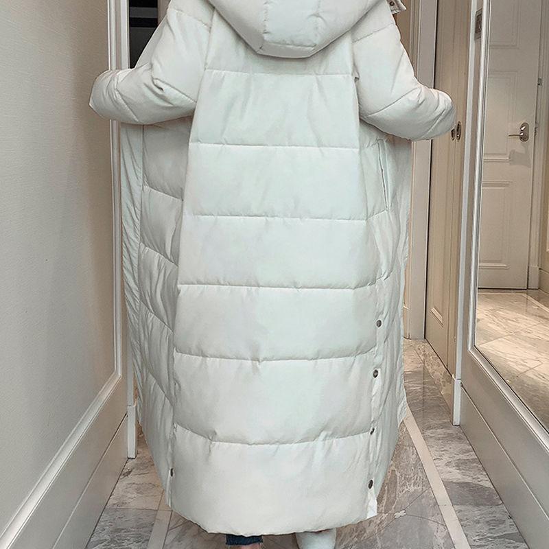 Winter Solid Color Casual Jacket Long Over-the-knee Thick Padded Jacket Fashionable and Versatile Female Down Padded Coat