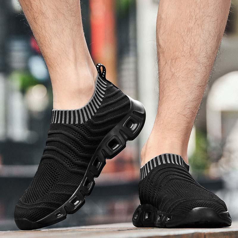 Plus Size 39-48 Summer Men Knitting Sneakers Comfortable Running Basketball Shoes Students Breathable Shockproof Non-slip Shoes