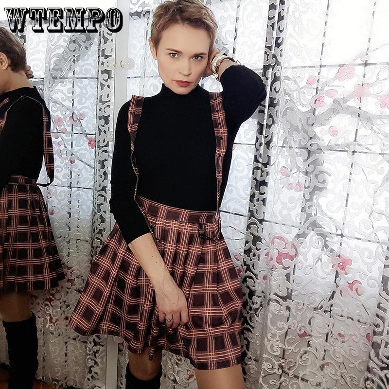 A-line Pleated Skirt Womens High Waist Streetwear Cotton Plaid Skirts Dancing Short Skirts