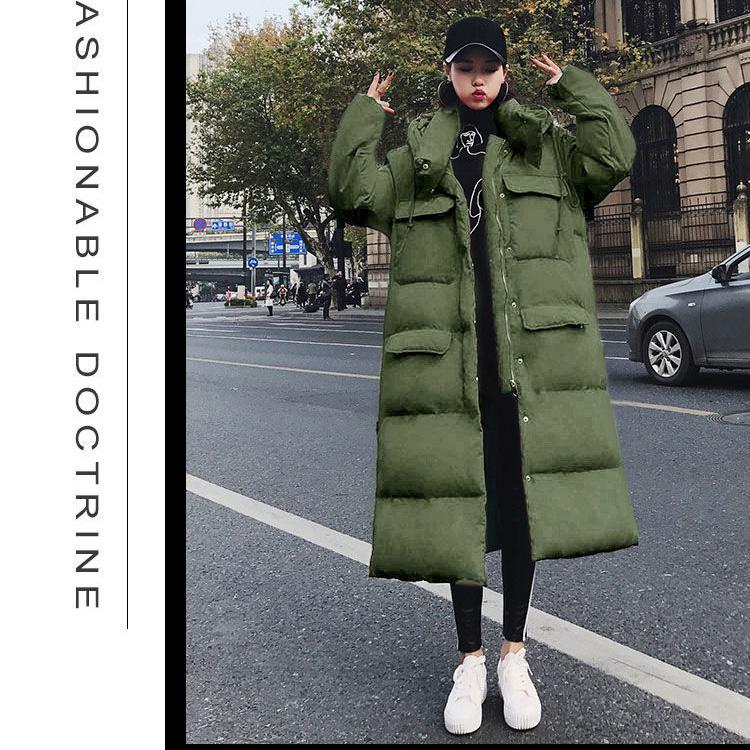 Winter Women's Loose Cotton Coat Mid-length Thick Straight Cotton Coat Bread Coat Stand-up Collar Warmth Loose Cotton Coat Winter Thick Coat