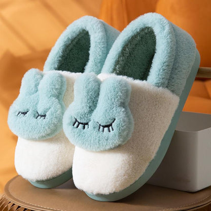 New Fashion Autumn Winter Cotton Slippers Rabbit Ear Home Indoor Slippers Winter Warm Shoes Womens Cute Plus Plush Slippers