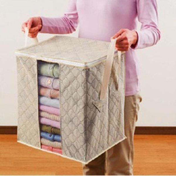 Maxnina Coneed Bamboo Charcoal Clothing Storage Bag Quilt Storage Case Bedding Organizer