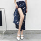 Vintage Floral Print Pockets All-match Women Long Half Length Skirt Autumn Loose Casual Female Skirt