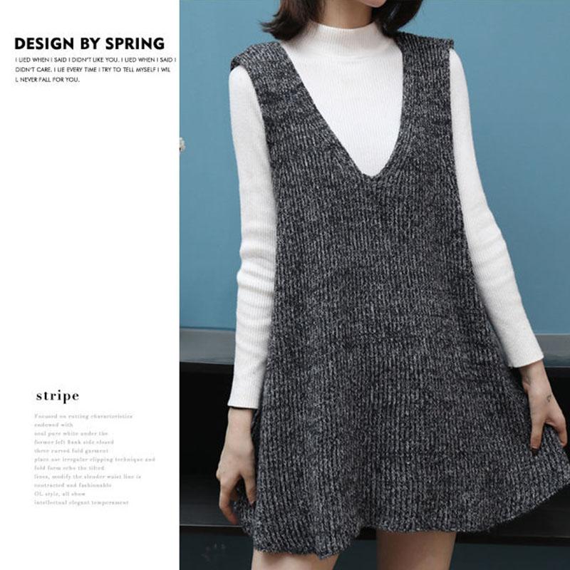 Autumn and Winter Long Vest Vest Skirt Large Size Loose Sleeveless Bottoming Shirt Fashion Casual Sweater Dress
