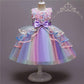 Kids Unicorn Dress for Girls Flower Appliques Gown Little Girl Sleeveless Princess Dresses Elegant Party Costumes Children Clothing