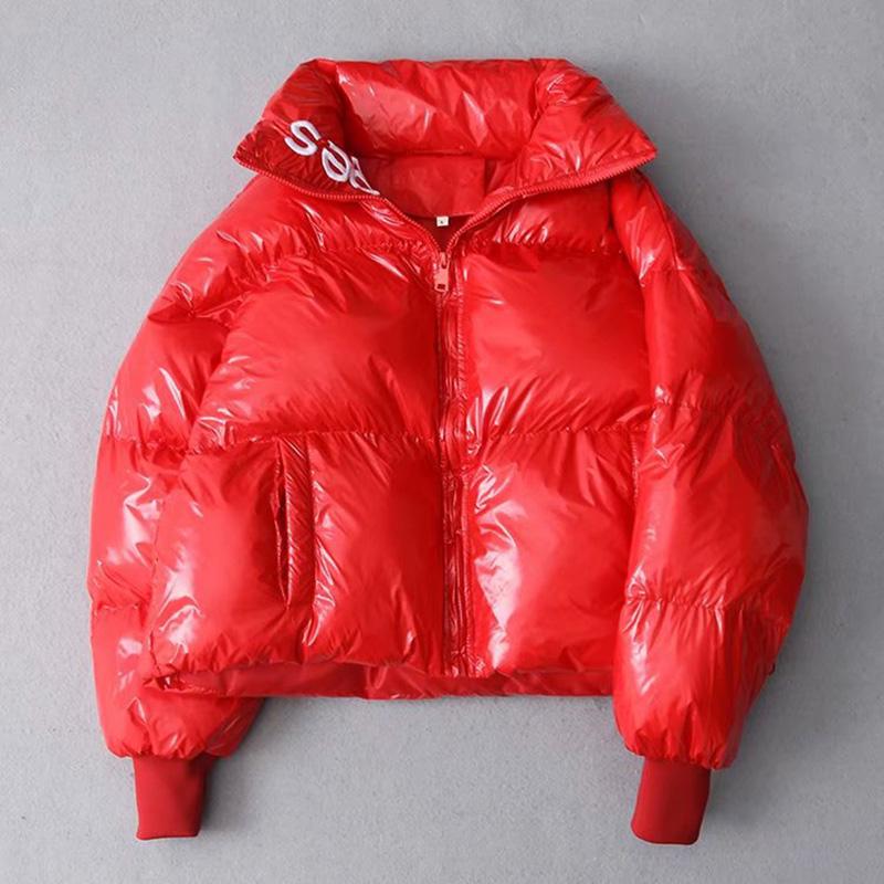 Winter Glossy Down Parka Women's Waterproof Coat Embroidery Jacket Ladys Warm Thick Casual Coat
