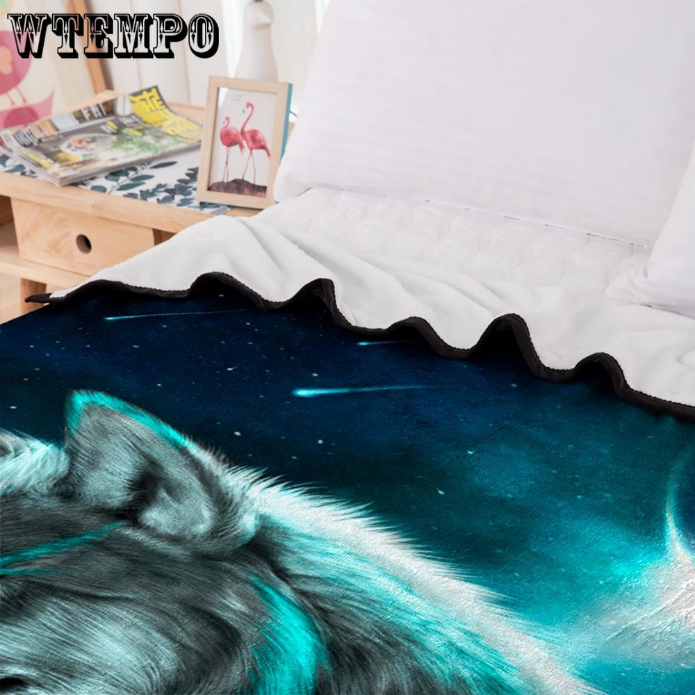 3D Moon Wolf Wall Tapestry Blankets Washable Cotton Cool In Summer Air Conditioner Quilt