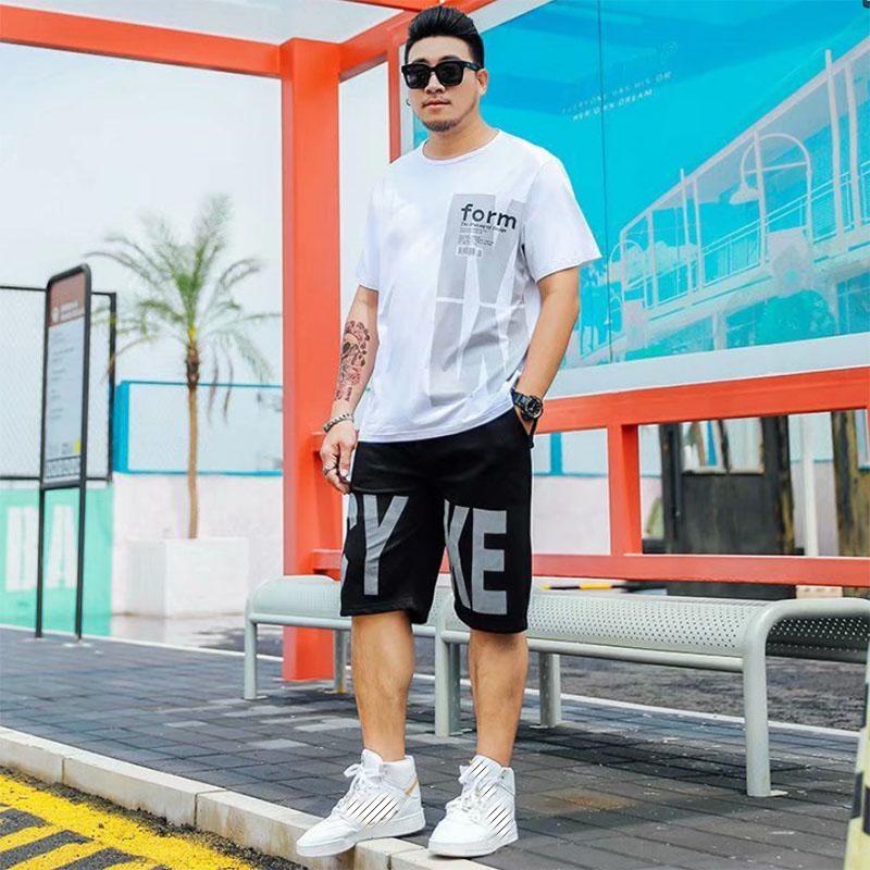 Summer Casual Sports Suit Men's Loose Plus Fat Increase Short-sleeved Shorts Two-piece Men's