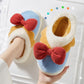 Autumn and Winter Bowknot Cotton Slippers Non-slip Flat Shoes Casual Fashion Cute