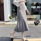 Autumn and Winter Women's High Waist A-line Skirt Knit Long Solid Color Casual Loose Umbrella Skirt Pleated Skirt