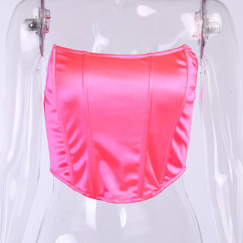 Sleeveless Sexy Corset Off Shoulder Velvet Crop Tops Vest Female Underwear Backless Bustier Top Solid Summer Women's Clothing Halter Bar