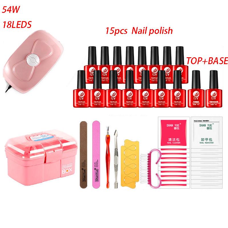 Nail art set 54W UV LED lamp nail Dryer Gel Nail Polish Set kit  Gel Varnish manicure tools kit